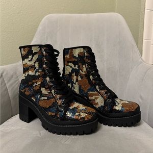 Steve Madden Rhinestone combat boots